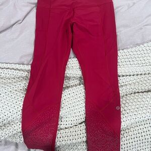 Lululemon Red tight stuff tight reflective leggings